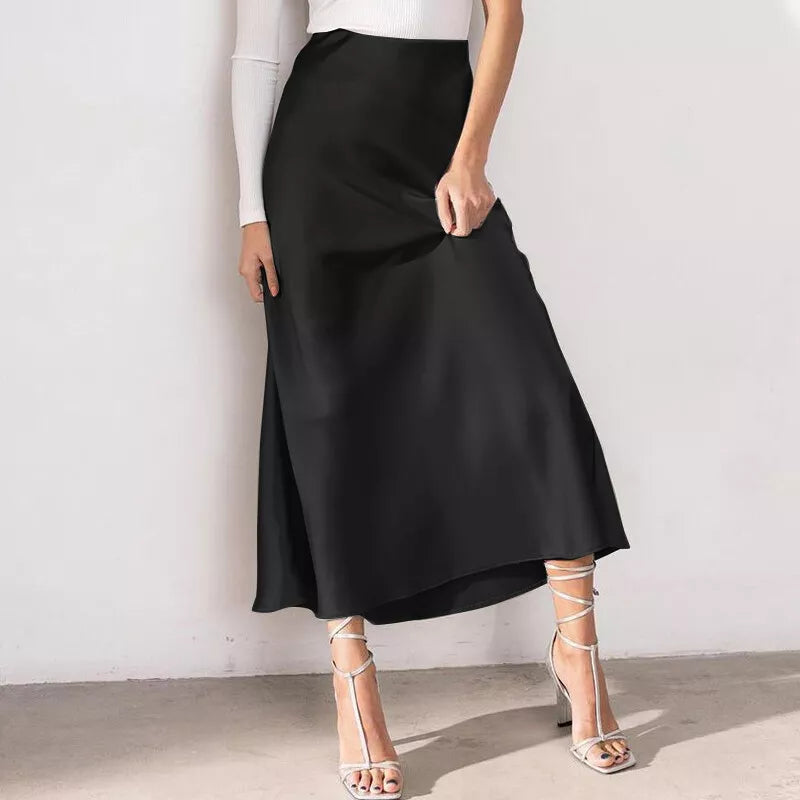 Falda de Satén Mujer Elegante y Chic