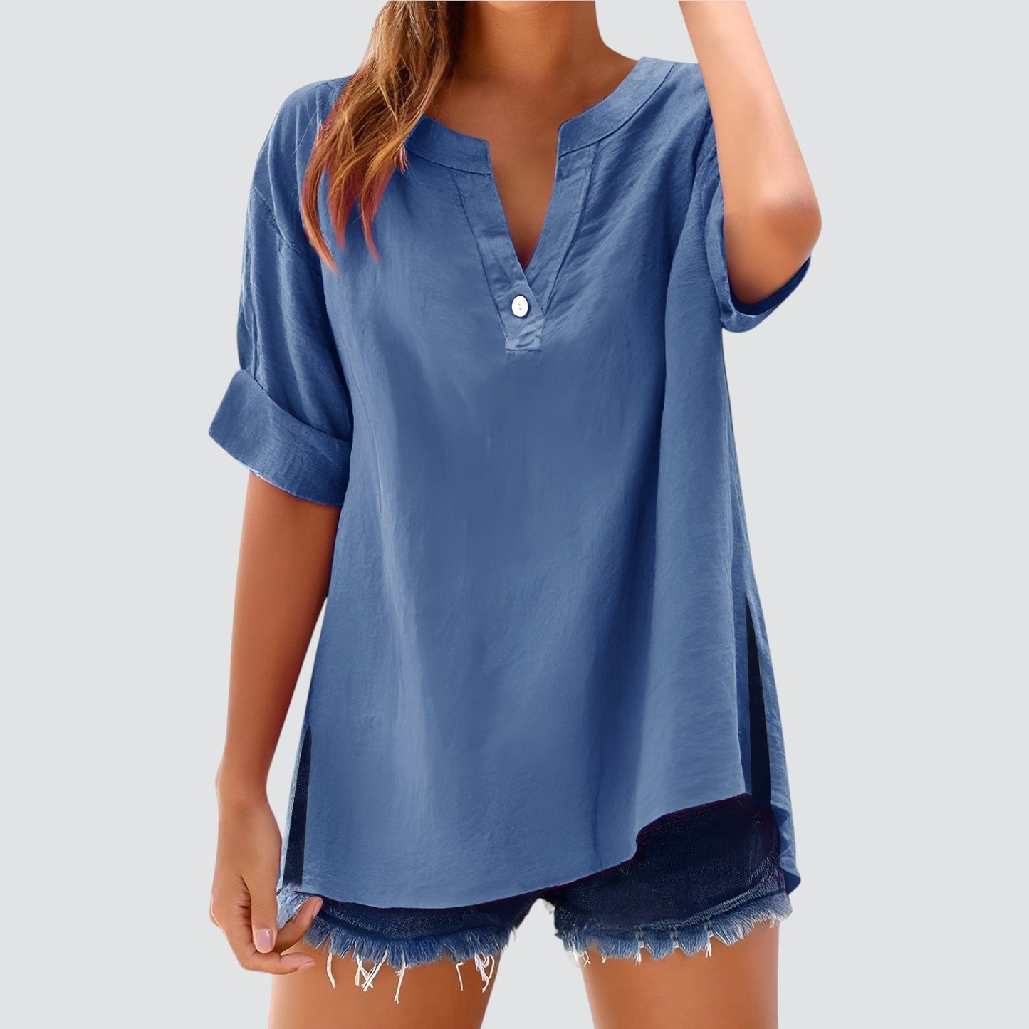 Vestido amplio mujer escote en V elegante - Vestiria