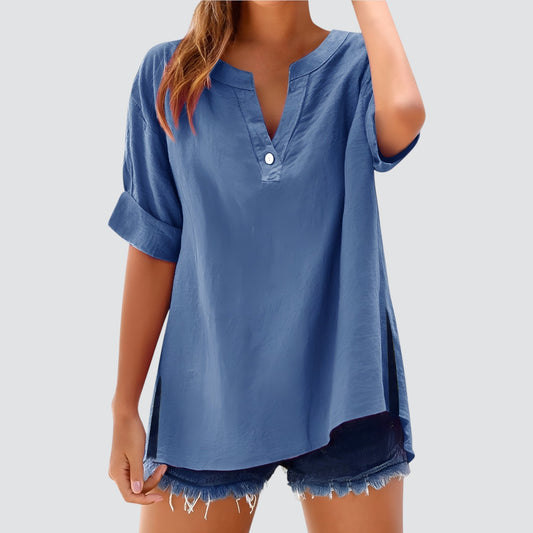 Vestido amplio mujer escote en V elegante - Vestiria