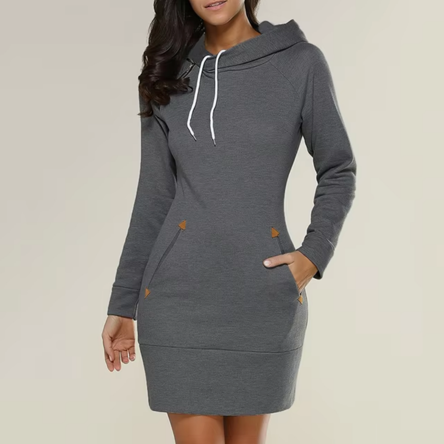 Vestido Suéter Con Capucha Cálido - Vestiria