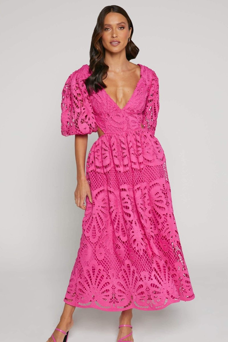 Vestido Midi Floral Elegante con Encaje
