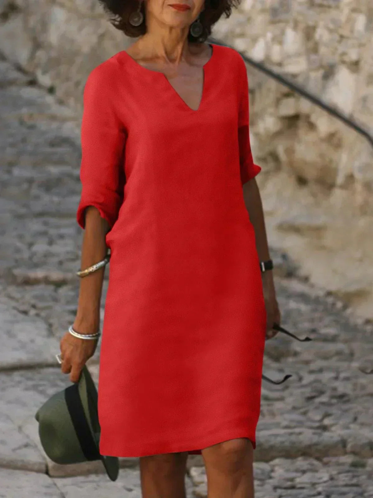Vestido de Fiesta Escote en V Elegante Mujer