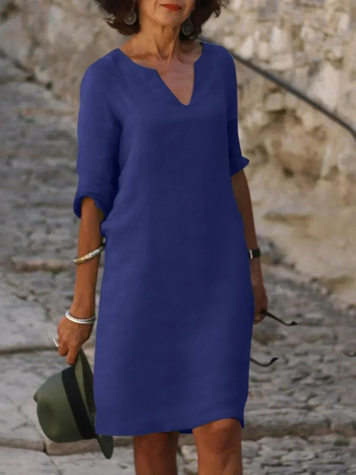 Vestido de Fiesta Escote en V Elegante Mujer