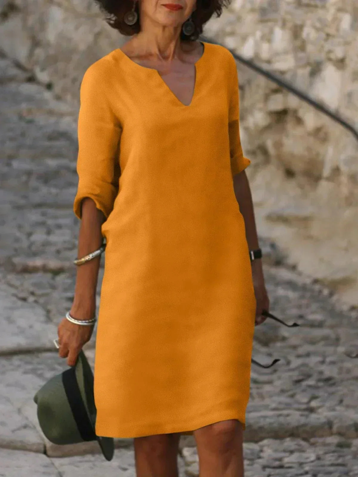 Vestido de Fiesta Escote en V Elegante Mujer