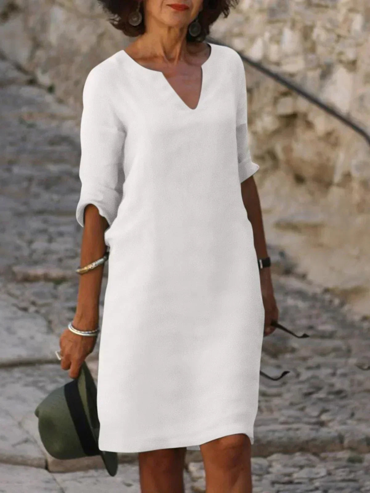 Vestido Largo Formal Escote V Cinturado