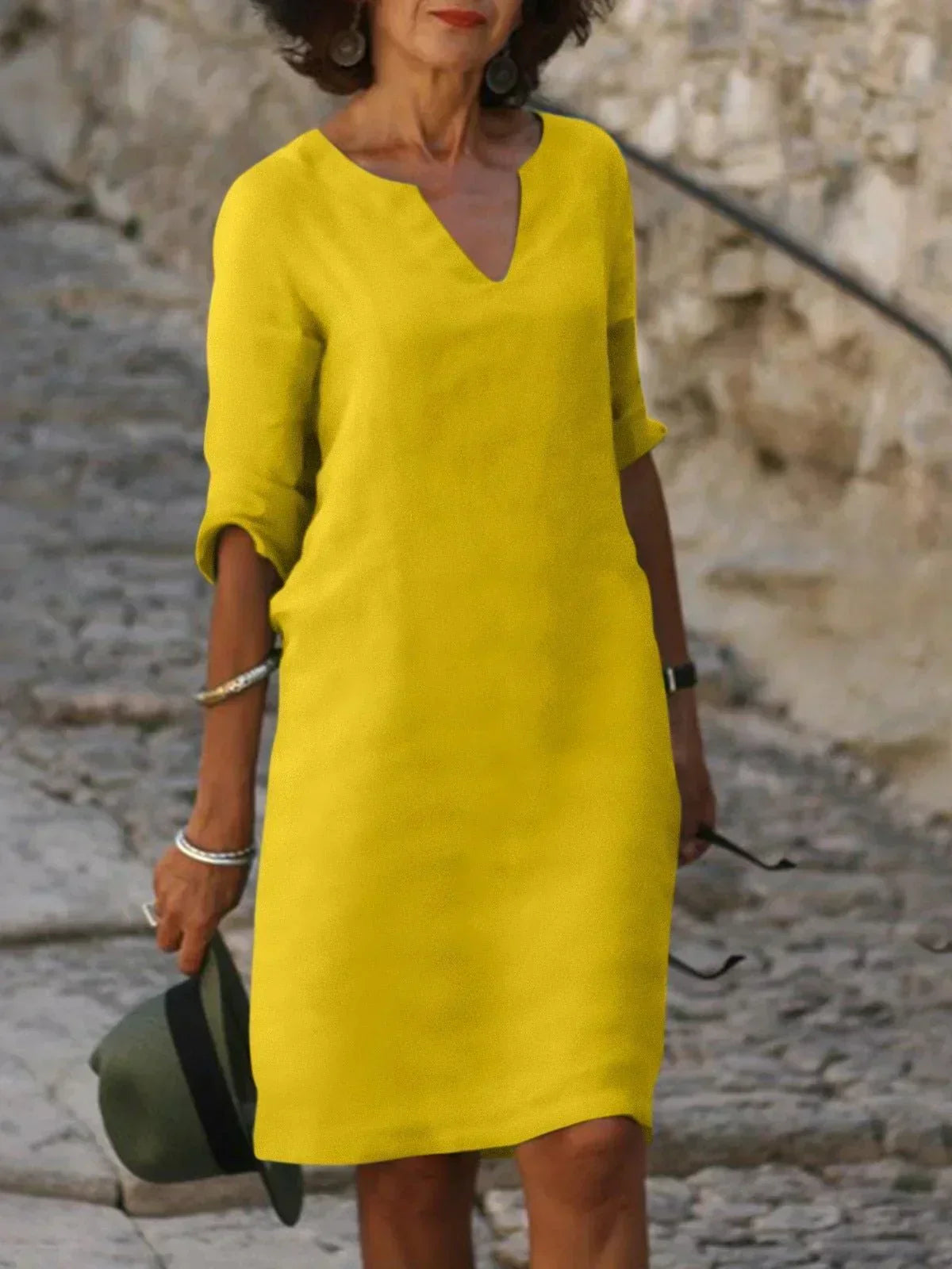 Vestido de Fiesta Escote en V Elegante Mujer