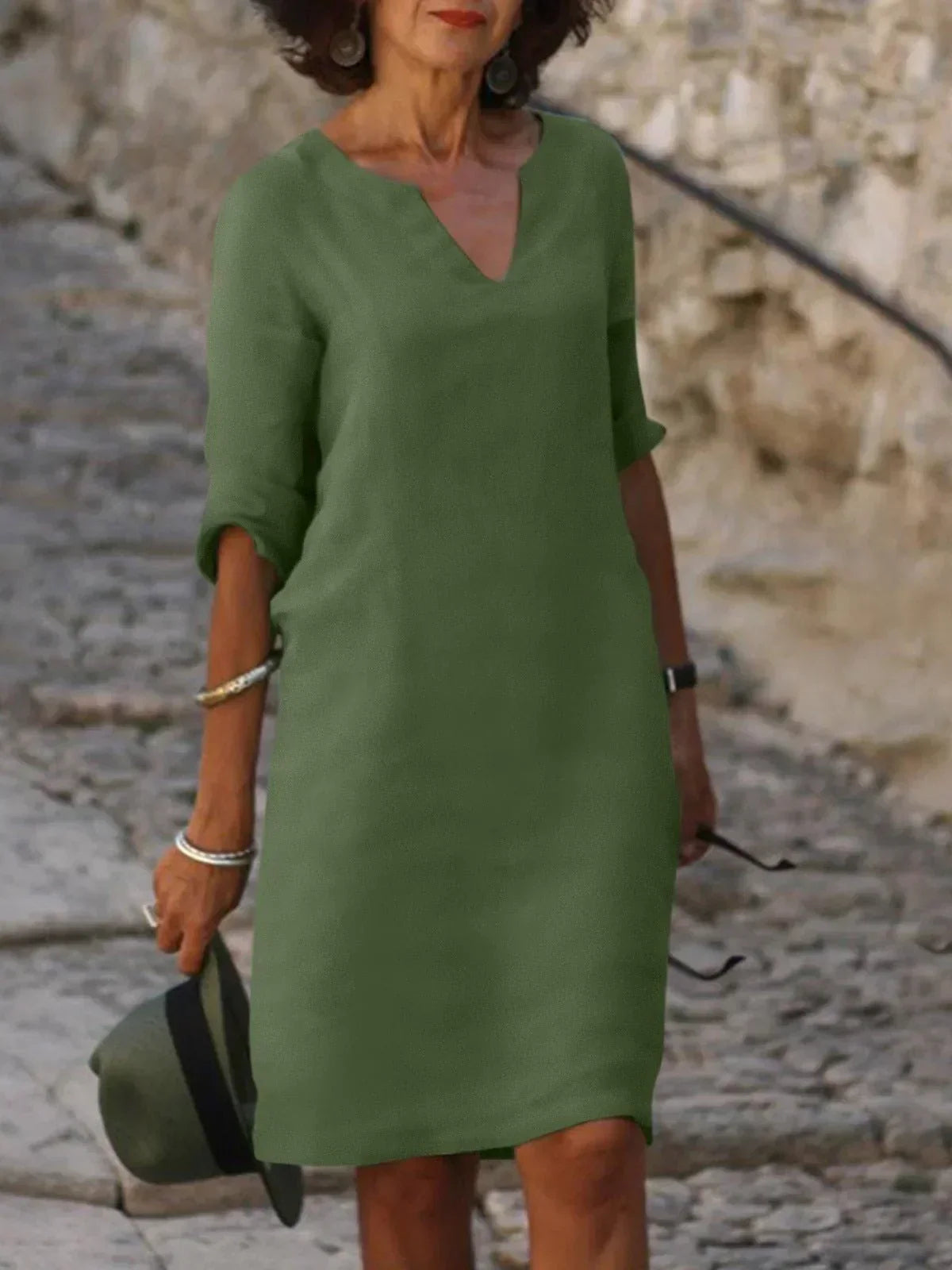 Vestido de Fiesta Escote en V Elegante Mujer