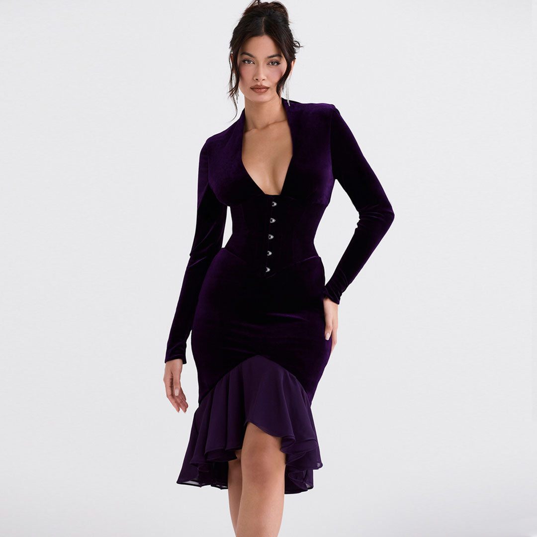 Vestido Corto de Terciopelo Seductor - Vestiria