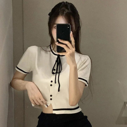 Top de punto ligero manga corta mujer - Vestiria
