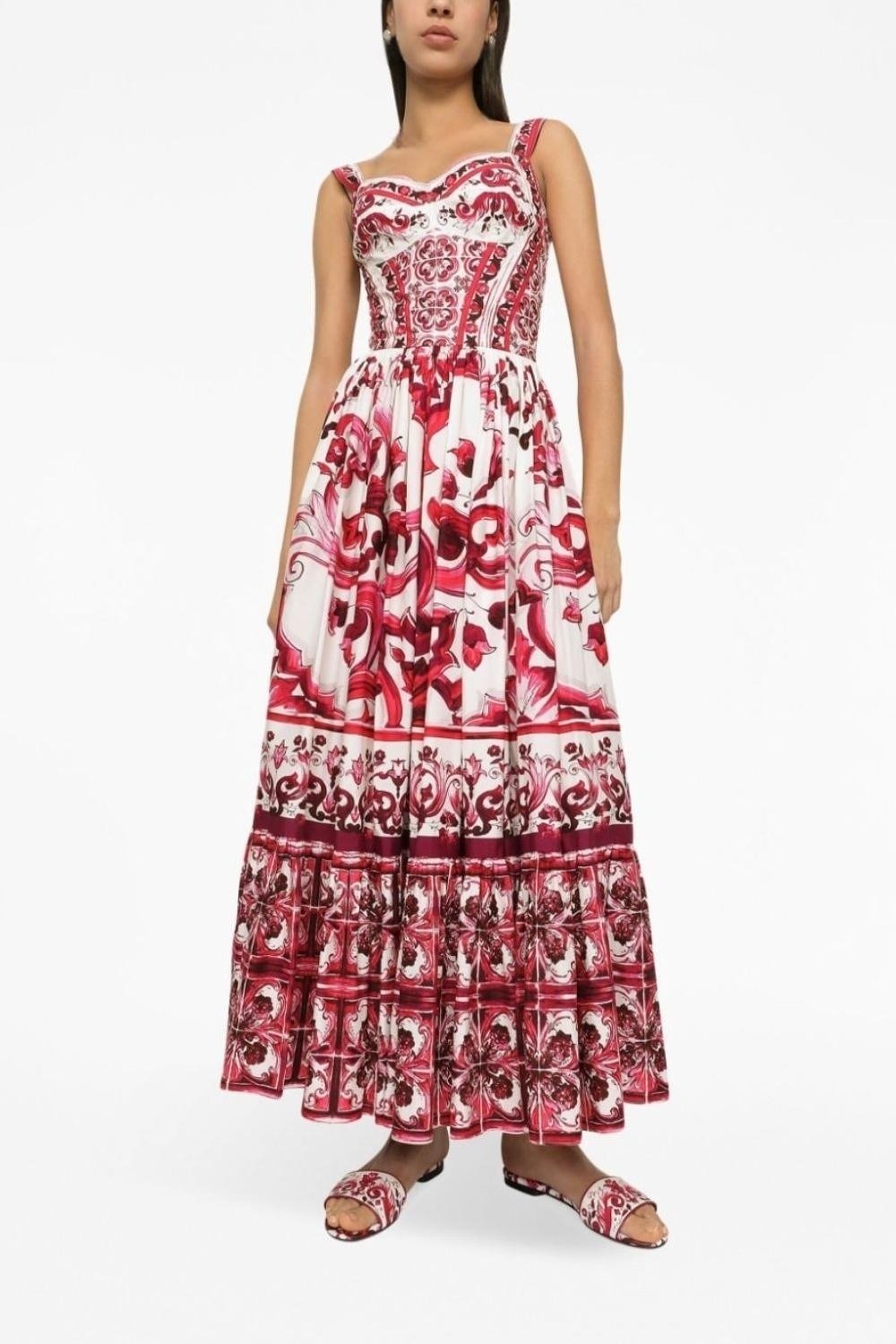 Vestido Maxi Estampado con Volantes Romántico - Vestiria