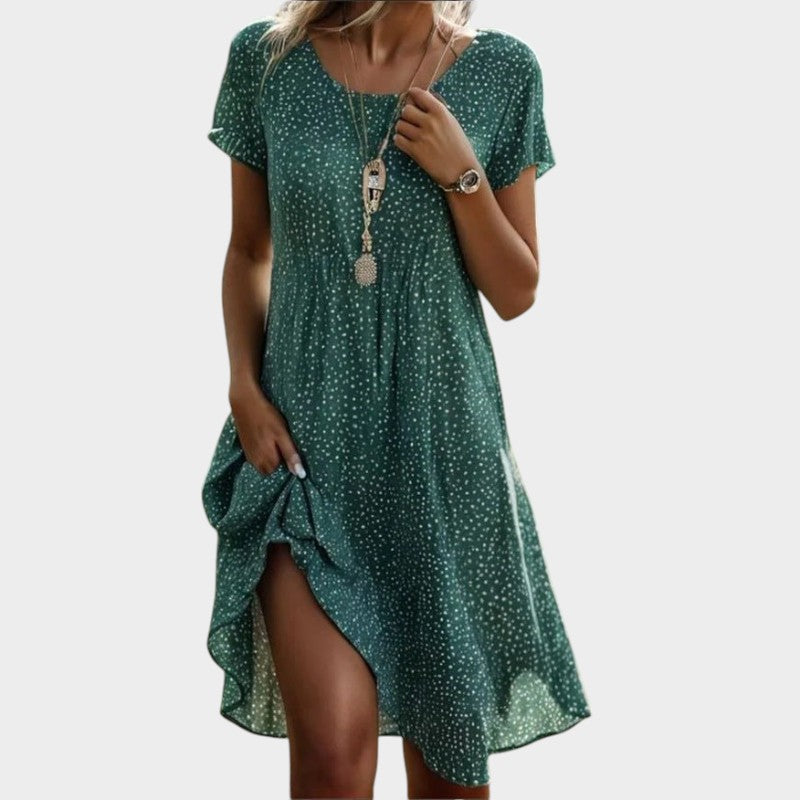Vestido ligero con escote pico y mangas cortas