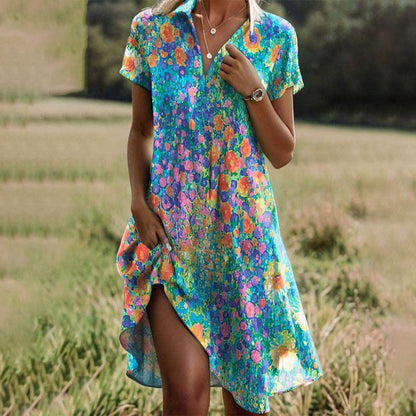 Vestido Boho Chic Verano Fluido Escote V - Vestiria