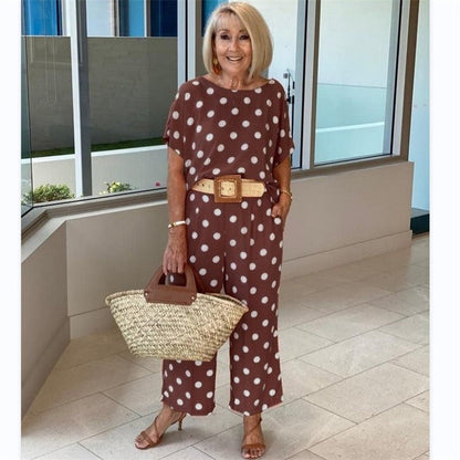 Conjunto de Puntos de Camisa y Pantalón Mujer