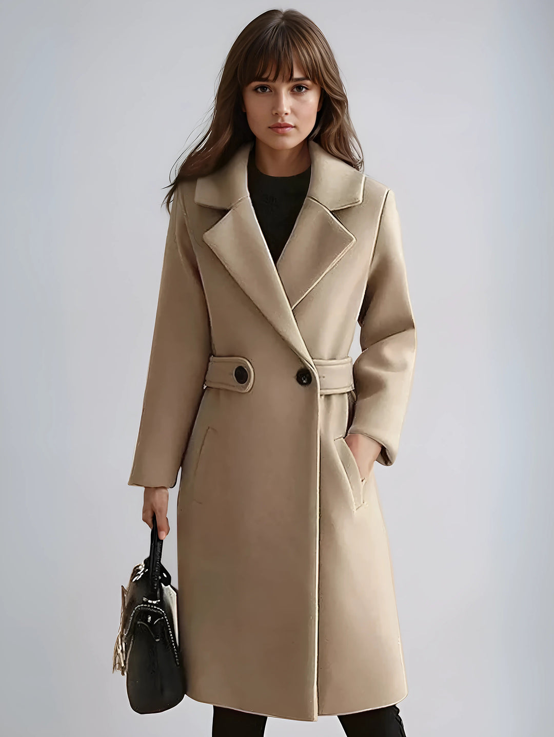 Abrigo Mujer Invierno Largo Elegante con Cinturón - Vestiria
