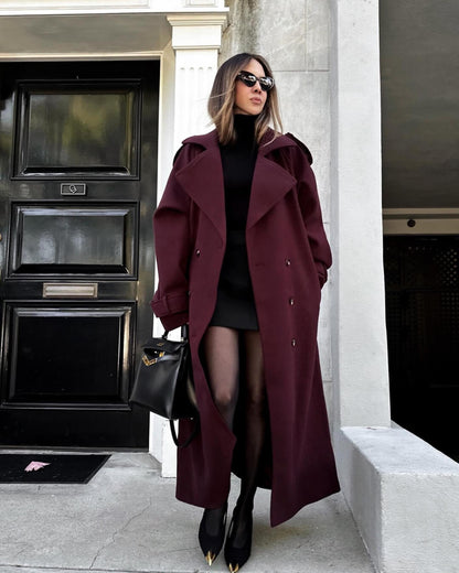 Abrigo Trench Mujer Lana Invierno Clásico