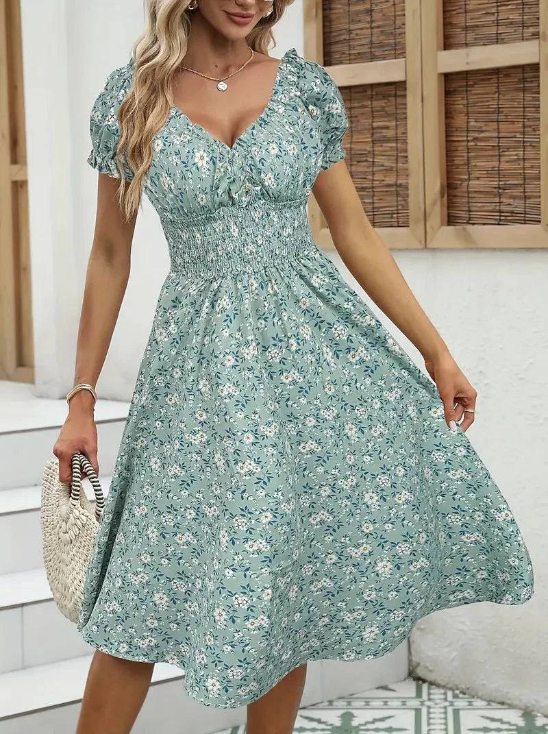 Vestido Estampado Flores Fresco y Femino
