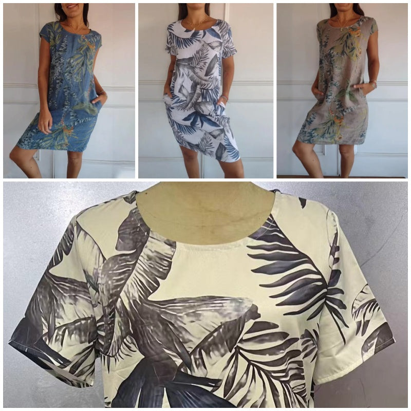 Vestido Floral Cuello Redondo Mujer - Vestiria