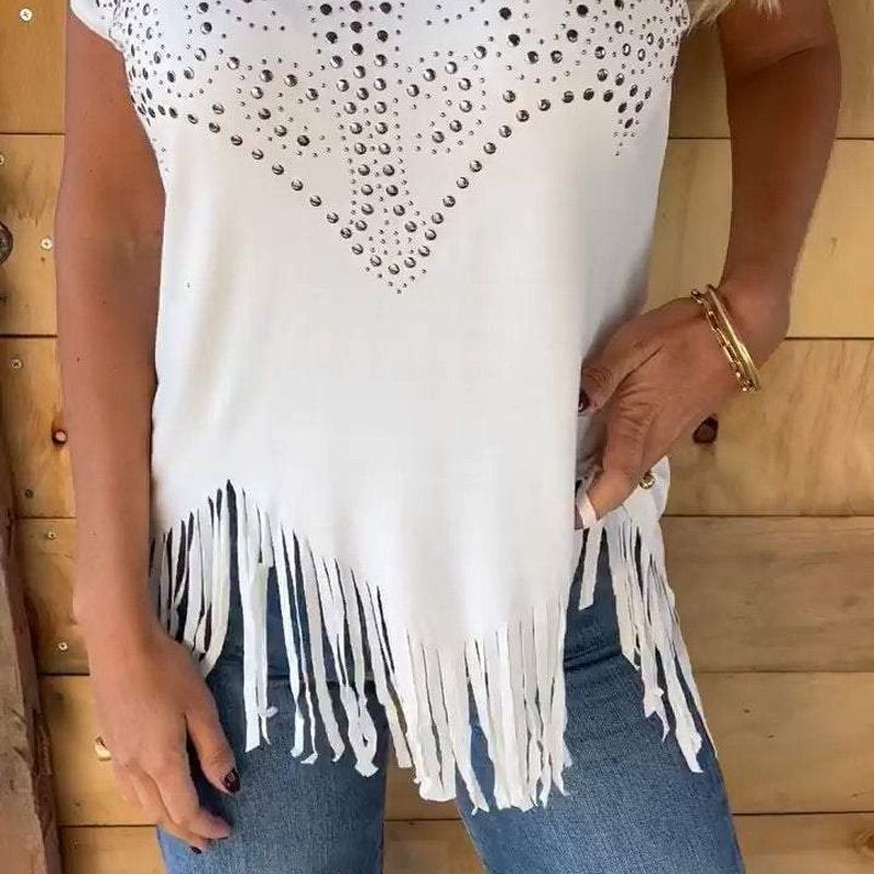 Top Boho Chic con Flecos Elegante