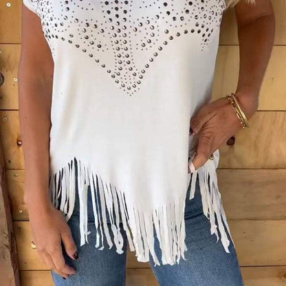 Top Boho Chic con Flecos Elegante