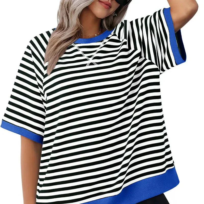 Camiseta de algodón a rayas ligera y cómoda - Vestiria