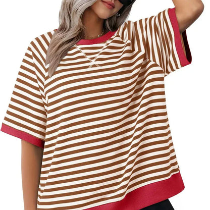 Camiseta de algodón a rayas ligera y cómoda