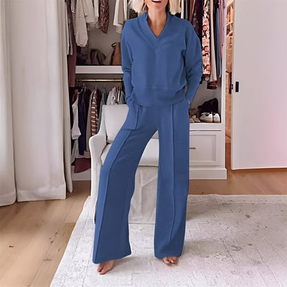 Pantalón ancho y top cómodo conjunto casual