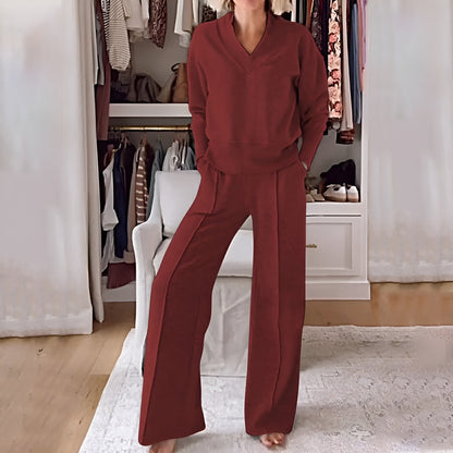 Pantalón ancho y top cómodo conjunto casual