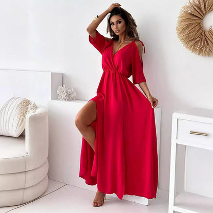 Vestido de Noche Sensual con Escote en V