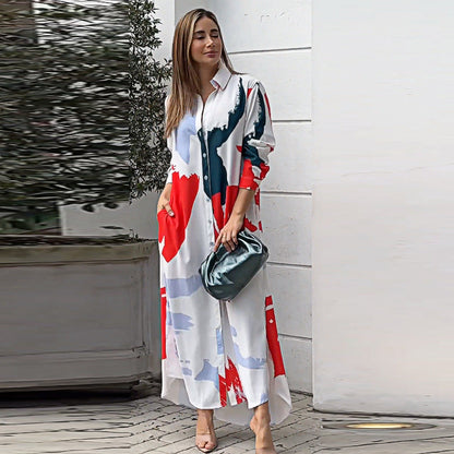 Vestido Estampado Elegante con Mangas Sueltas