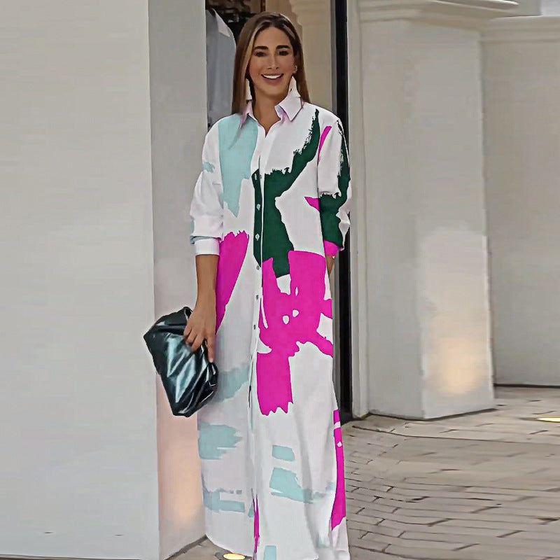 Vestido Estampado Elegante con Mangas Sueltas