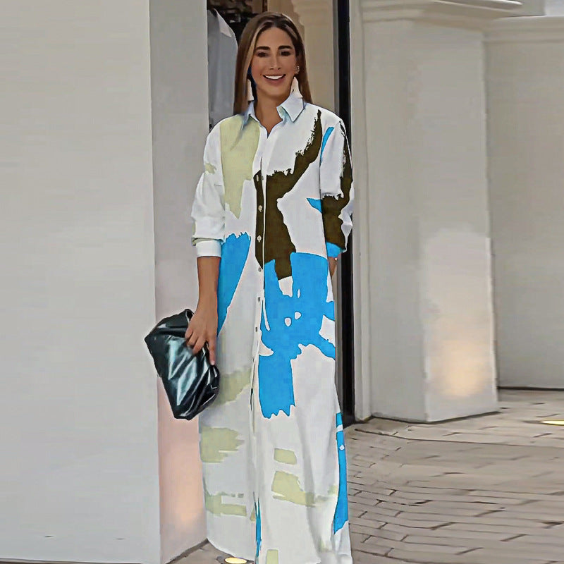 Vestido Estampado Elegante con Mangas Sueltas