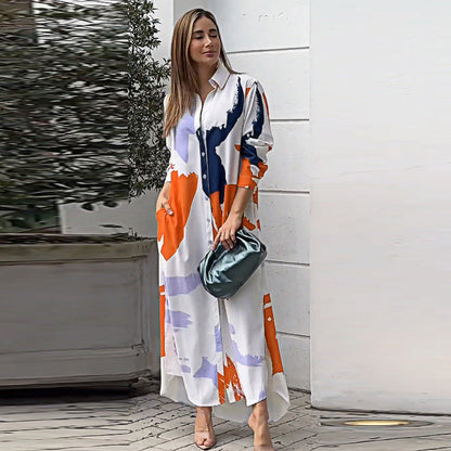 Vestido Estampado Elegante con Mangas Sueltas