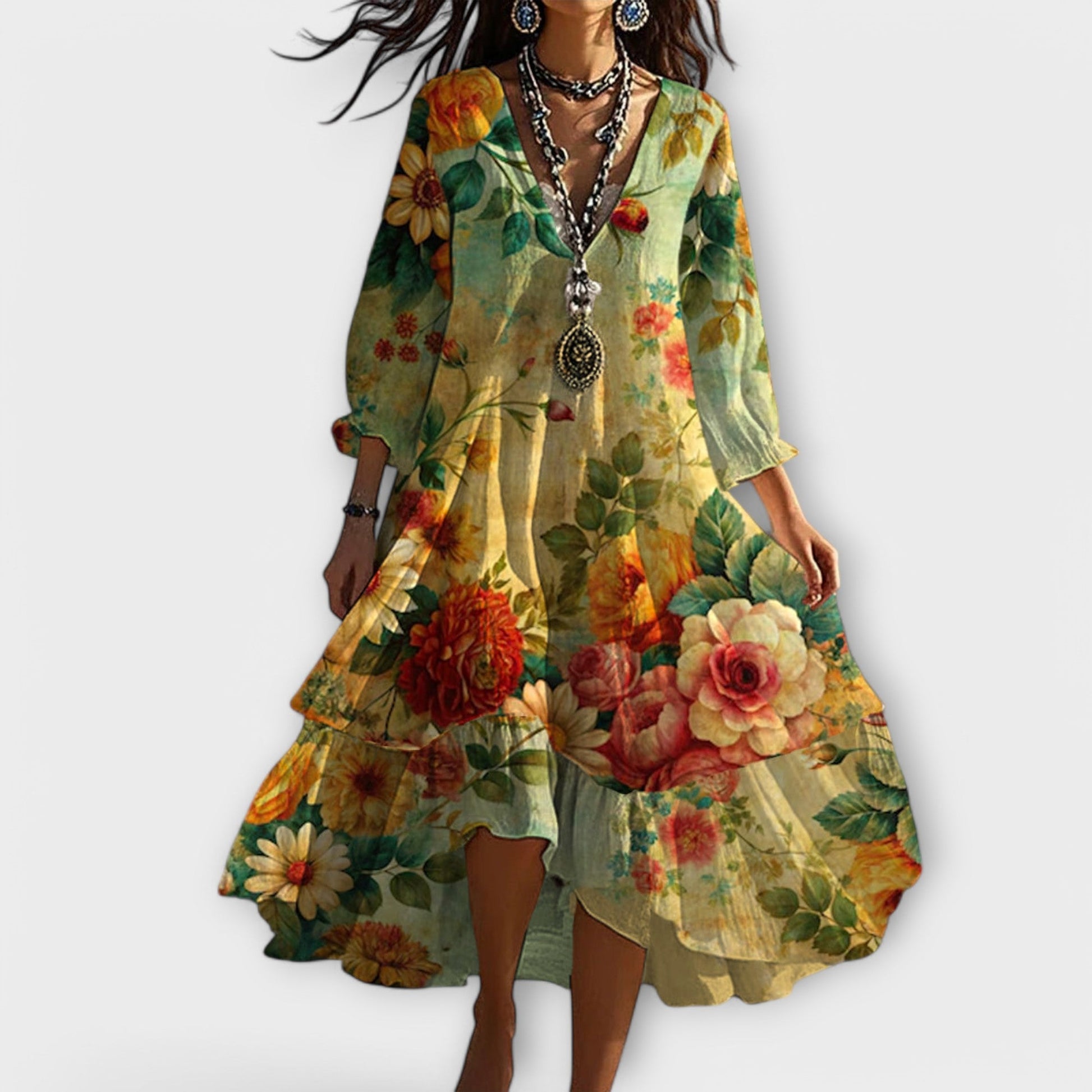 Vestido Largo Floral Boho Mujer - Vestiria