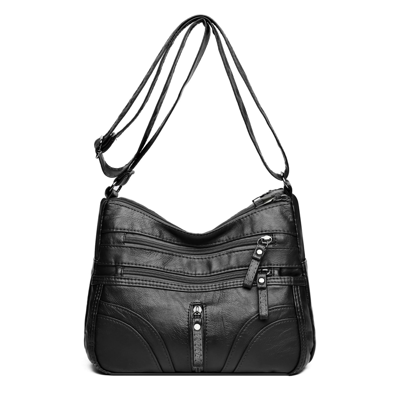 Bolso bandolera elegante con cremallera y detalles femeninos