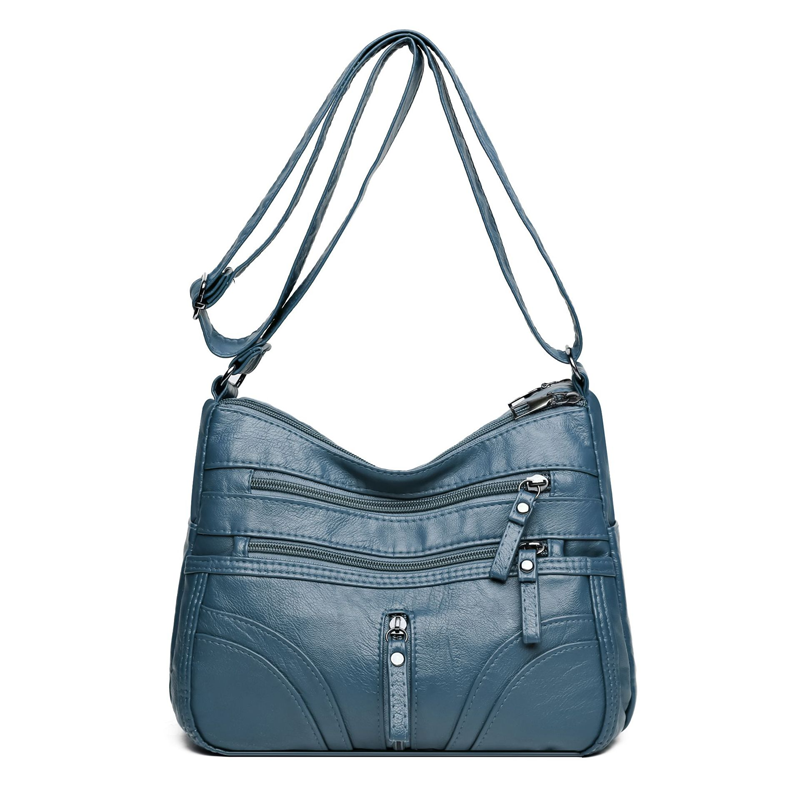 Bolso bandolera elegante con cremallera y detalles femeninos