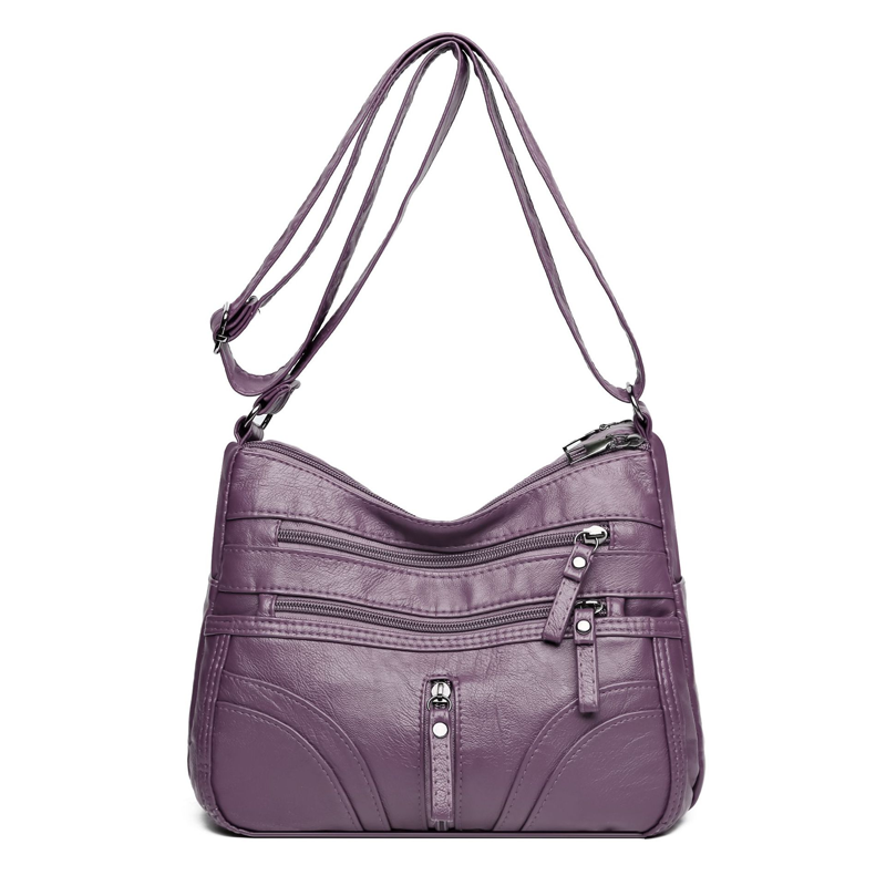 Bolso bandolera elegante con cremallera y detalles femeninos
