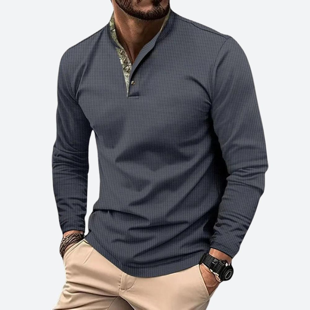 Camisa Hombre Slim Cuello Alto Mangas Largas