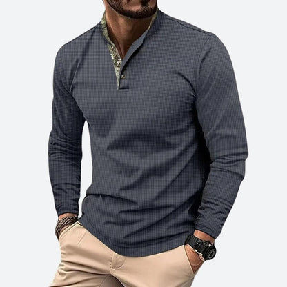 Camisa Hombre Slim Cuello Alto Mangas Largas