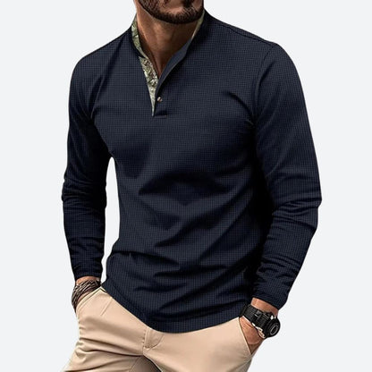 Camisa Hombre Slim Cuello Alto Mangas Largas