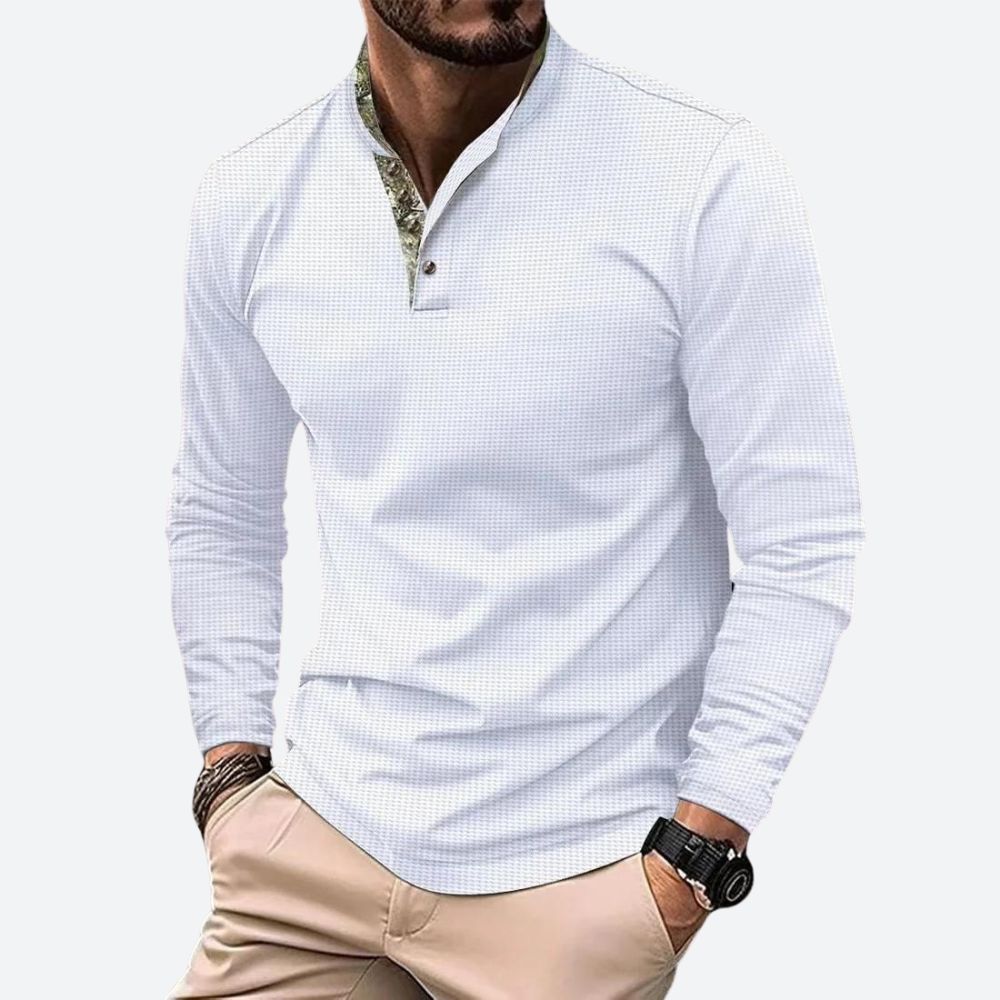 Camisa Hombre Slim Cuello Alto Mangas Largas