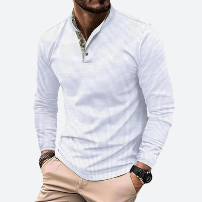 Camisa Hombre Slim Cuello Alto Mangas Largas