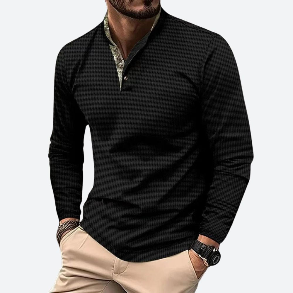 Camisa Hombre Slim Cuello Alto Mangas Largas