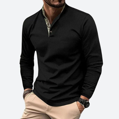 Camisa Hombre Slim Cuello Alto Mangas Largas