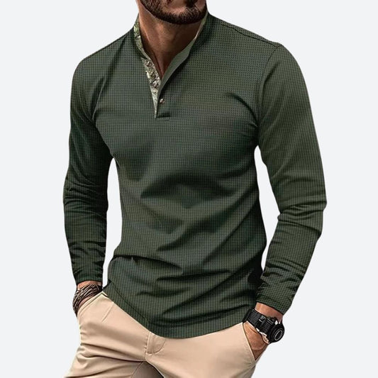 Camisa Hombre Slim Cuello Alto Mangas Largas - Vestiria