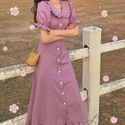 Vestido Midi Elegante Cuello Florido