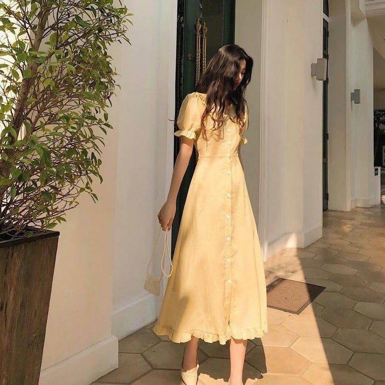 Vestido Midi Elegante Cuello Florido