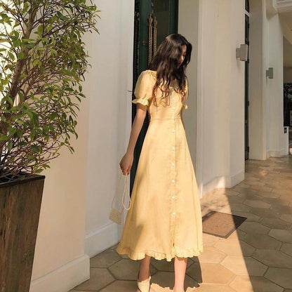 Vestido Midi Elegante Cuello Florido