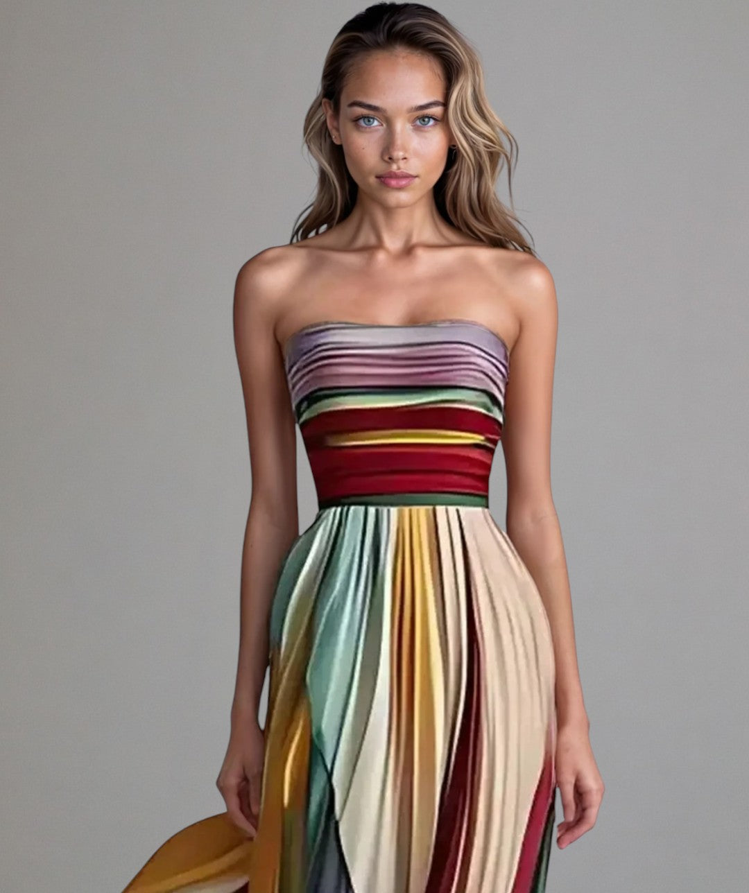 Vestido de fiesta elegante con estampado y pliegues