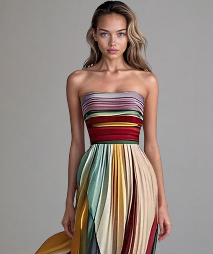 Vestido de fiesta elegante con estampado y pliegues