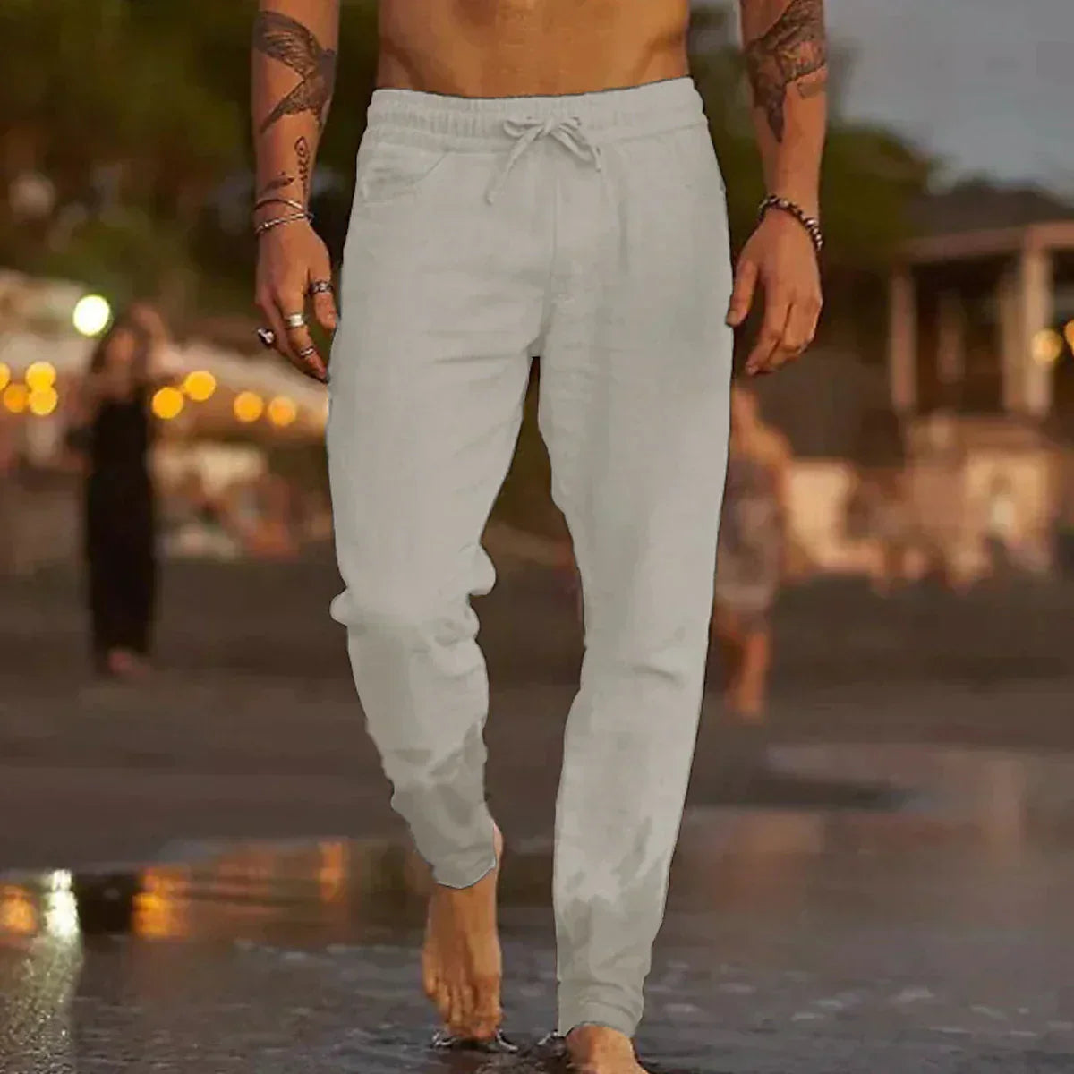 Pantalones Lino Hombre Clásicos Frescos